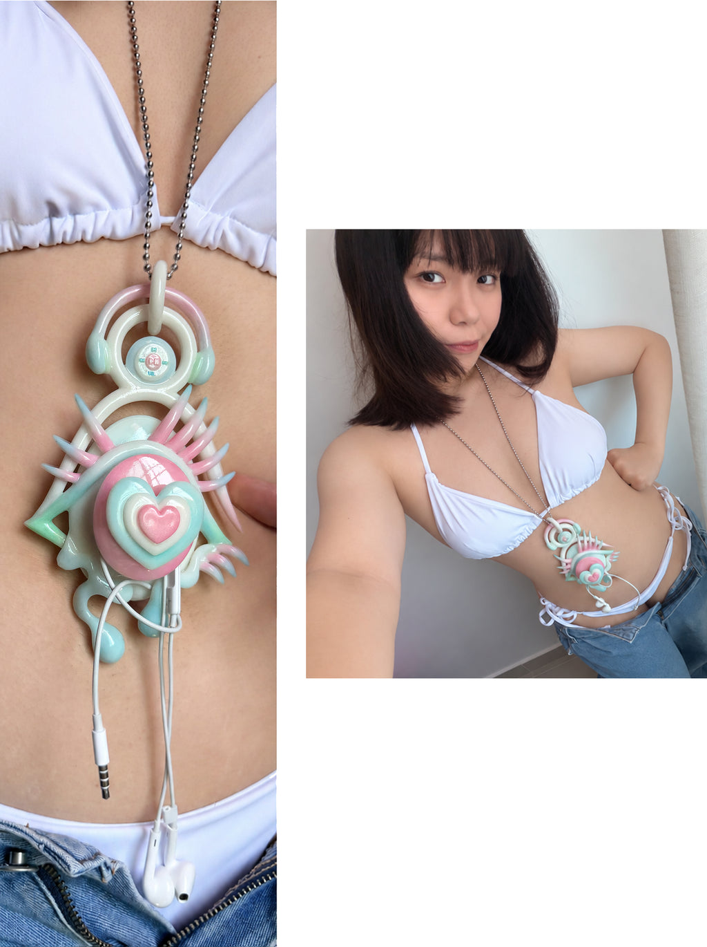 HEART EYES TO AFFIRMATION AUDIO DEVICE EARPHONE HOLDER NECKLACE